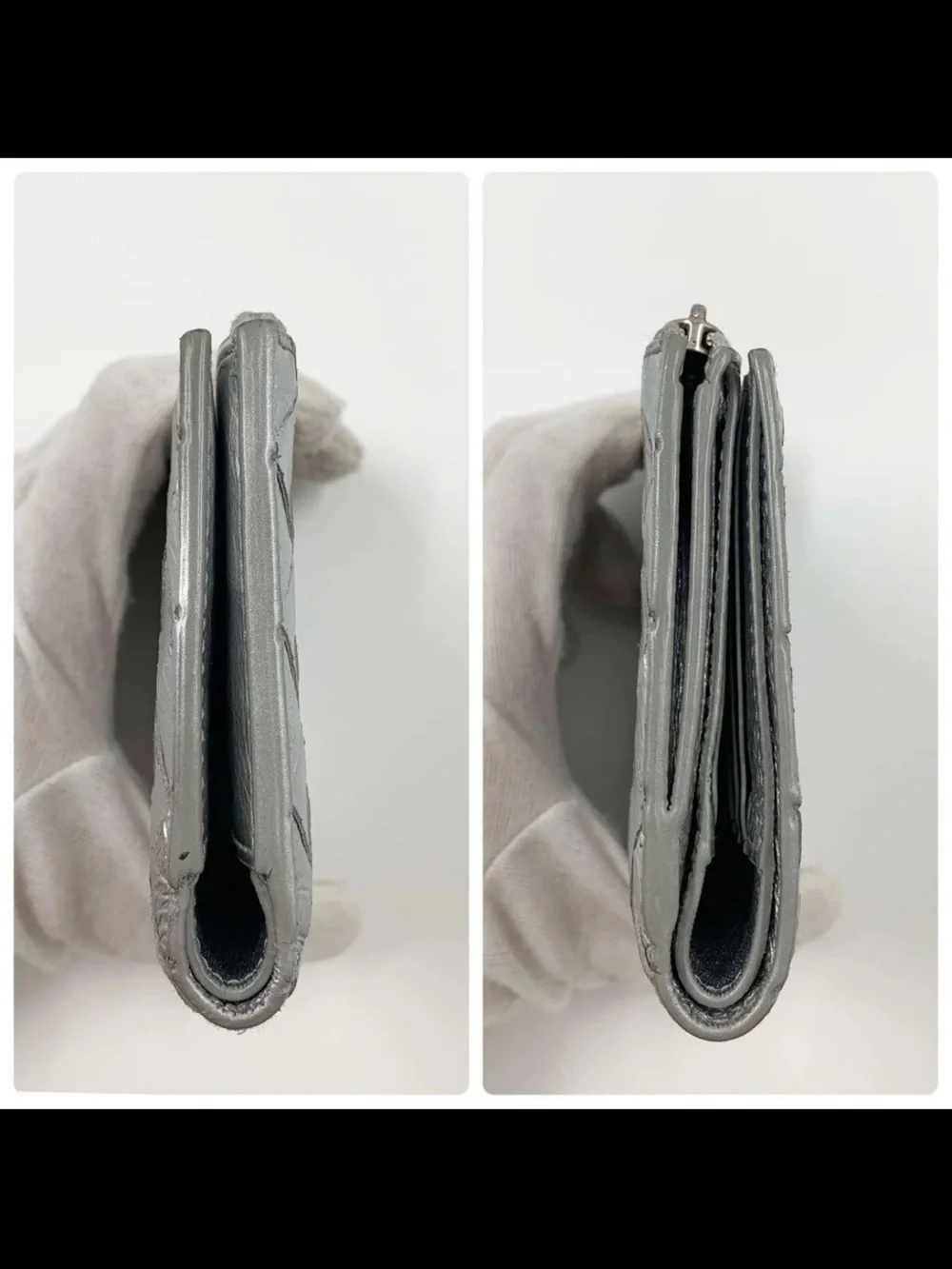 Bottega Veneta Metallic Silver Intrecciato Zip Wallet